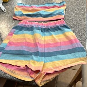 SHEIN woman’s shorts and tube top set, multi color, size XS